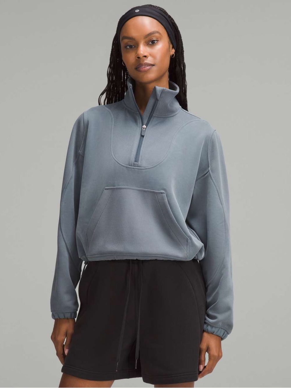 Lululemon Softstreme Half Zip. Blue grey.